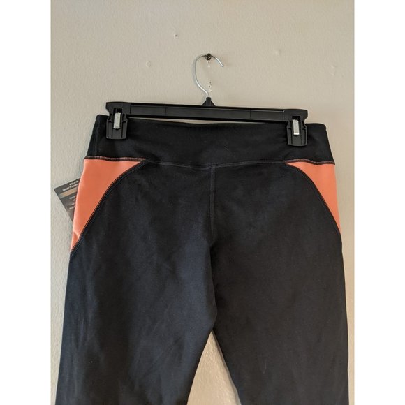 Nux Pull-On Capri Yoga Leggings S Workout Training Black/Orange - Picture 2 of 14